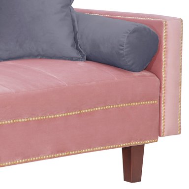FUTÓN 3 CUERPOS FELPA ROSADO SOFA CAMA VANGUARDIA 200 X110 ROSA GRIS - 4