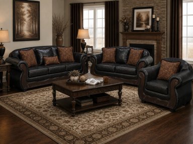 JUEGO DE LIVING 3 2 1  ESTAMBUL NEGRO - 1