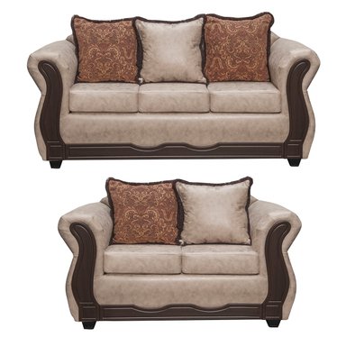 JUEGO DE LIVING 3 2 SOFIA PU BEIGE - 2