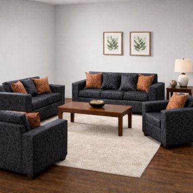 JUEGO DE LIVING 3 2 1 1 EZEIZA NEGRO - 1