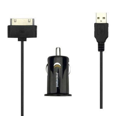 CARGADOR GEN CELULAR DURACELL USB PARA AUTO ENCENDEDOR AUTO+CABLE IP4 ORIGINAL - 1