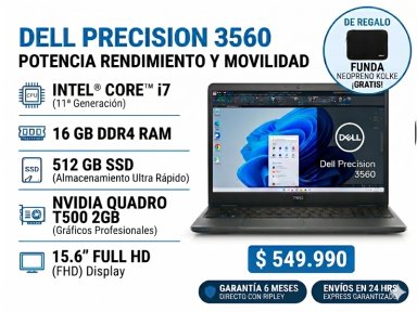 DELL PRECISION 3560 I7-1185G7 16GB RAM 512GB SSD NVIDIA T500 WIN11 REACONDICIONADO - 1