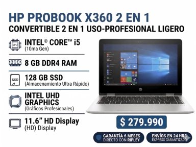 NOTEBOOK 2 EN 1 TOUCH HP PROBOOK X360 11 G6 INTEL CORE I5 8GB RAM 128GB SSD WIN11 PRO REACONDICIONAD - 1