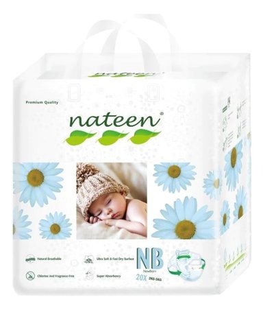 PAÑALES NATEEN PREMIUM ECOLÓGICOS RN 20 UNIDADES - 1