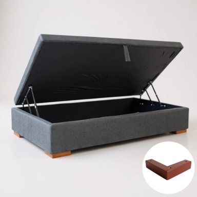 Base Cama Baul 1 PLaza L200 (Gris)  / Ruedas Deluxe con freno / Sin refuerzo - 1