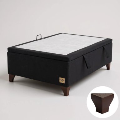 BASE CAMA BAUL 1 PLAZA L200 (NEGRO)  / PATAS DE MADERA 11 CM / SIN REFUERZO - 2