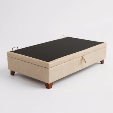 BASE CAMA BAUL 1 PLAZA L200 (BEIGE)  / PATAS DE MADERA 4.5 CM / SIN REFUERZO - 1