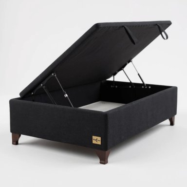 BASE CAMA BAUL 1.5 PLAZA L200 (NEGRO)  / PATAS DE MADERA 11 CM / SIN REFUERZO - 1
