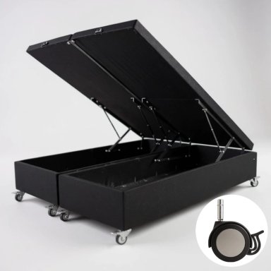 BASE CAMA BAUL 2 PLAZAS DIVIDIDA L200 (NEGRO) / RUEDAS LOGO CON FRENO / SIN REFUERZO - 1