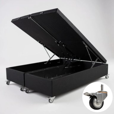 BASE CAMA BAUL 2 PLAZAS DIVIDIDA L200 (NEGRO) / RUEDAS DELUXE CON FRENO / SIN REFUERZO - 1