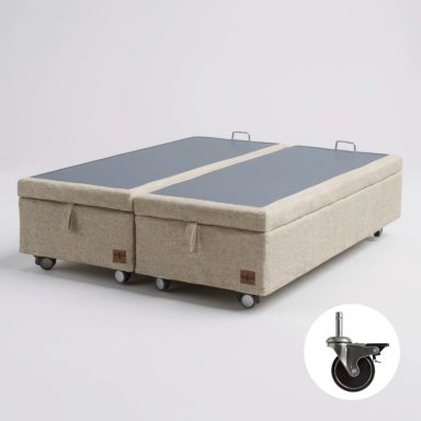 BASE CAMA BAUL 2 PLAZAS DIVIDIDA L200 (BEIGE) / RUEDAS PYTON CON FRENO / SIN REFUERZO - 1