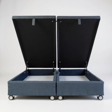 BASE CAMA BAUL 2 PLAZAS DIVIDIDA L200 (GRIS) / RUEDAS LOGO CON FRENO / CON REFUERZO - 1