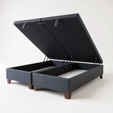 BASE CAMA BAUL 2 PLAZAS DIVIDIDA L200 (GRIS) / PATAS DE MADERA 11 CM / CON REFUERZO - 2
