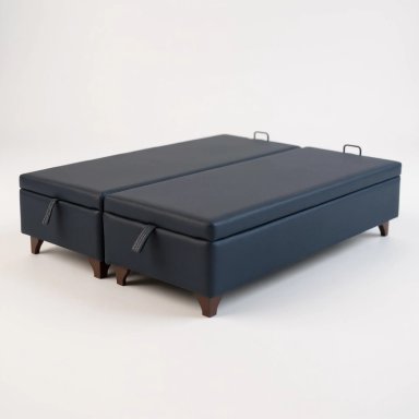 BASE CAMA BAUL 2 PLAZAS DIVIDIDA L190 (NEGRO) / PATAS DE MADERA 11 CM / CON REFUERZO - 1