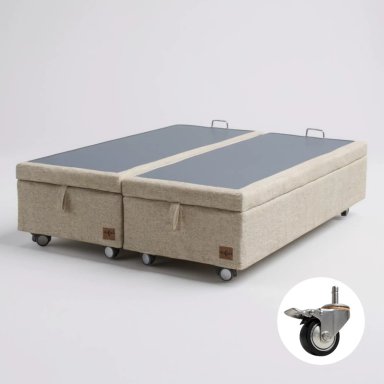 BASE CAMA BAUL 2 PLAZAS DIVIDIDA L200 (BEIGE) / RUEDAS DELUXE CON FRENO / CON REFUERZO - 1