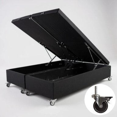 BASE CAMA BAUL KING DIVIDIDA (NEGRO) / RUEDAS PYTON CON FRENO / SIN REFUERZO - 1