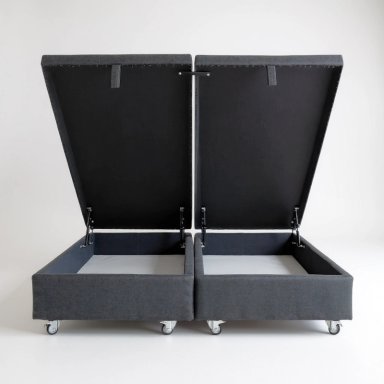 BASE CAMA BAUL KING DIVIDIDA (NEGRO) / RUEDAS DELUXE CON FRENO / CON REFUERZO - 1