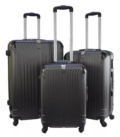 SET 3 MALETAS RIGIDAS RUEDAS 360 - NEGRA - 1