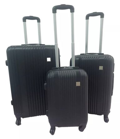 SET DE 3 MALETAS S-M-L NEGRA - 1