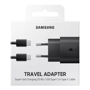 CARGADOR SAMSUNG TRAVEL ADAPTER 25W SUPER CARGA CON CABLE USB TIPO C - 1