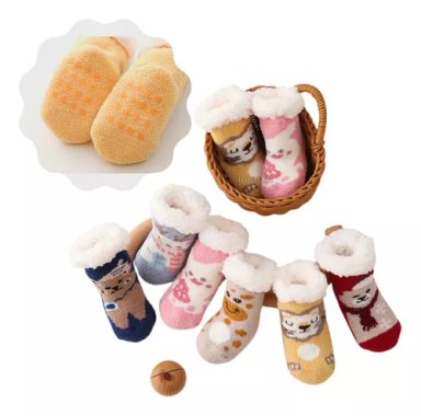 2 PARES CALCETAS PANTUFLAS ANTIDESLIZANTES BEBE - 1
