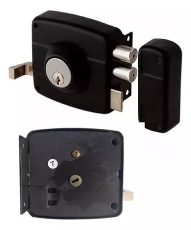 CHAPA CERRADURA SOBREPONER DOBLE CERROJO PORTON SIN CILINDRO - 1