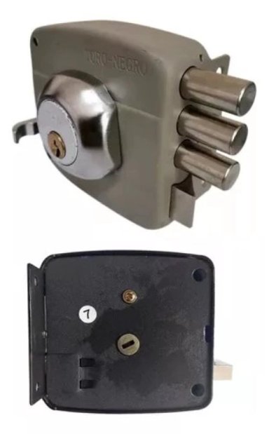 CHAPA CERRADURA SOBREPONER CERROJO TRIPLE SEGURIDAD HOGAR - 1