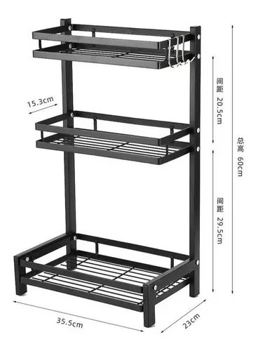 ORGANIZADOR COCINA ESPECIERO RACK 3 NIVELES ESPECIAS METAL - 1