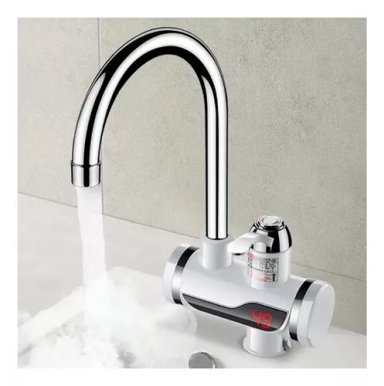 LLAVE GRIFO AGUA CALIENTE LAVAPLATOS ELECTRICA COCINA PLATEADO - 1