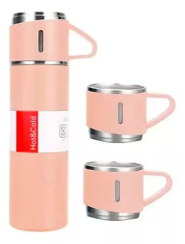 SET TERMO CAFE 500 ML TERMOS PARA AGUA CALIENTE + 3 TAZAS - 1