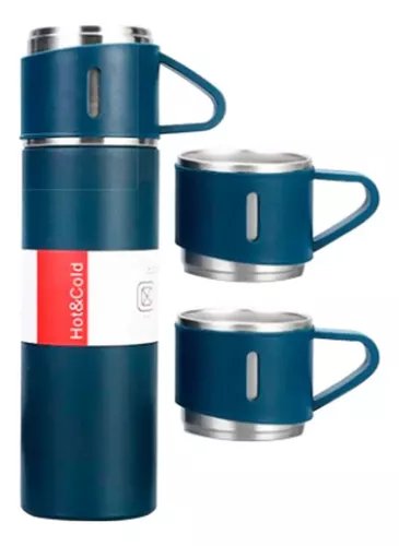 SET TERMO CAFE 500 ML TERMOS PARA AGUA CALIENTE + 3 TAZAS - 1