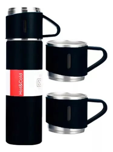 SET TERMO CAFE 500 ML TERMOS PARA AGUA CALIENTE + 3 TAZAS - 1