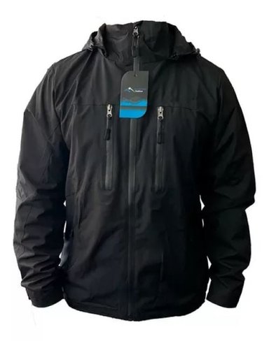 CORTA VIENTO NEGRO HOMBRE IMPERMEABLE ENGOMADA TERMICA TALLA M - 1