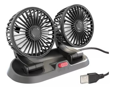 MINI VENTILADOR USB DOBLE SOBREMESA 5 ASPAS PORTATIL AUTO COLOR NEGRO - 1