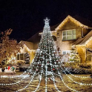 LUZ CORTINA ÁRBOL DE NAVIDAD DE 9 TIRAS COLOR DE LAS LUCES BLANCO - 1