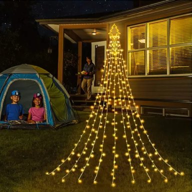 LUZ CORTINA SOLAR ARBOL DE NAVIDAD ESTRELLA GUIRNALDA LUCES COLOR DE LAS LUCES ARBOLAMARILLO - 1