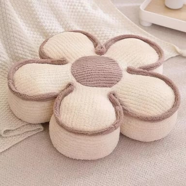 COJÍN DECORACIÓN LIVING COMEDOR DISEÑO FLOR BEIGE - 1