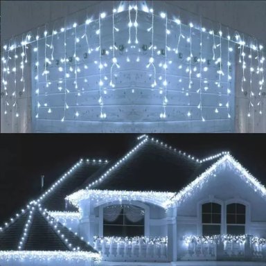 LUCES NAVIDEÑA UNICO BLANCO CASCADA GUIRNALDA CORTINA NAVIDAD 200L - 1