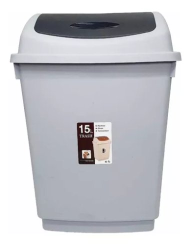 BASURERO PAPELERO COCINA BAÑO OFICINA 15 LITROS TAPA VAIVEN - 1