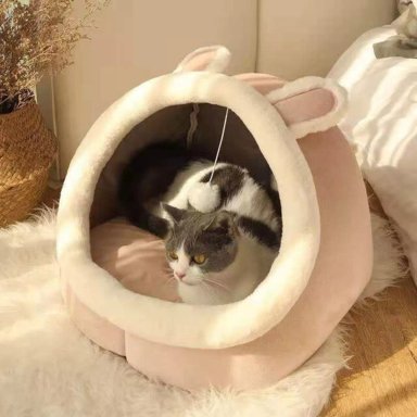 CASA CAMA PLUSH IGLÚ NIDO MASCOTA PERRO GATOS - 1