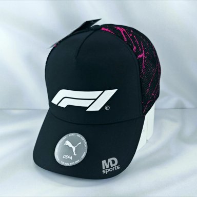 GORRO JOCKEY OFICIAL FORMULA 1 LOGOTIPO F1 NEGRO SPLASH ROSA 2025 - 1