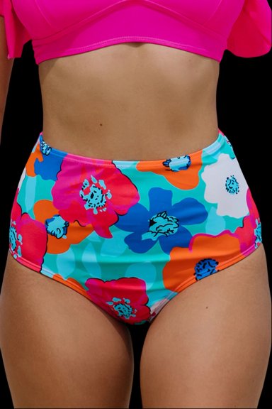TRAJE BAÑO MUJER GLORIAHOON BLANCO CALZON TALLE ALTO CONTROL FLORAL - 1