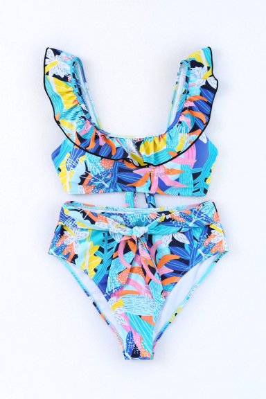 TRAJE BAÑO MUJER GLORIAHOON AZUL BIKINI SEXY CINTURA ALTA VUELOS Y LAZO - 6