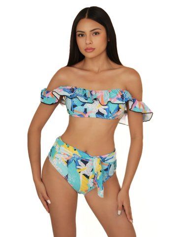 TRAJE BAÑO MUJER GLORIAHOON AZUL BIKINI SEXY CINTURA ALTA VUELOS Y LAZO - 7