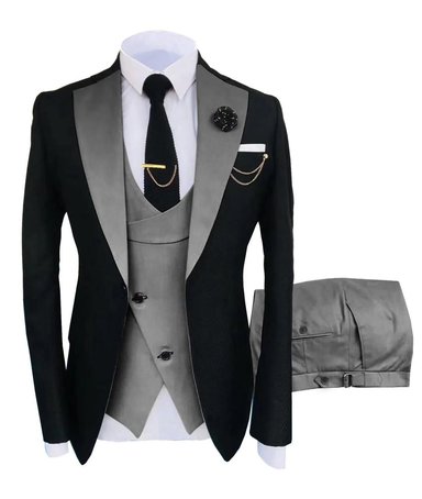 TRAJE DE MODA ELEGANTE ALGODÓN HOMBRE PARA CONJUNTO DE 3 PIEZAS - 1