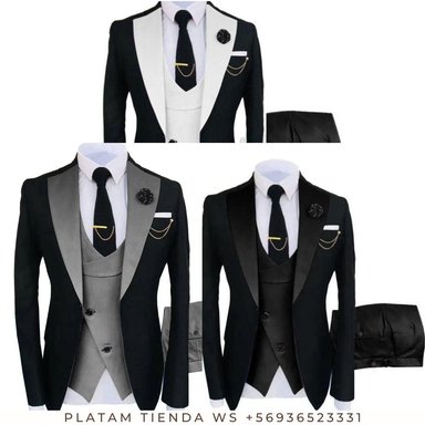 TRAJE DE MODA ELEGANTE ALGODÓN HOMBRE PARA CONJUNTO DE 3 PIEZAS - 3