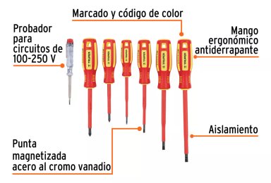 JUEGO DESTORNILLADOR AISLADO 7 PZAS TRUPER (DTJ-7D) - 2