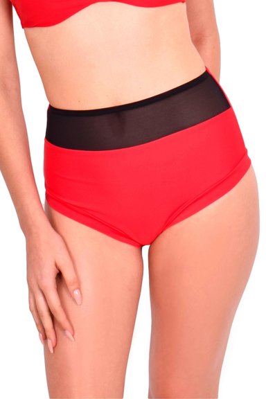 BIKINI MUJER SAMIA 3613 CALZÓN PIN UP CON TRANSPARENCIA COLOR ROJO - 1