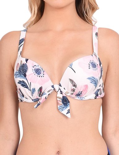 BIKINI PUSH UP ESTAMPADO ROSADO CON NUDO - 1