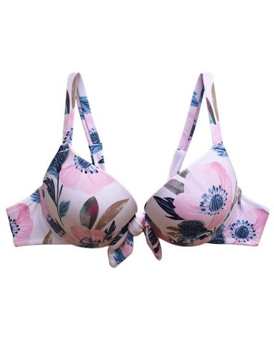 BIKINI PUSH UP ESTAMPADO ROSADO CON NUDO - 3